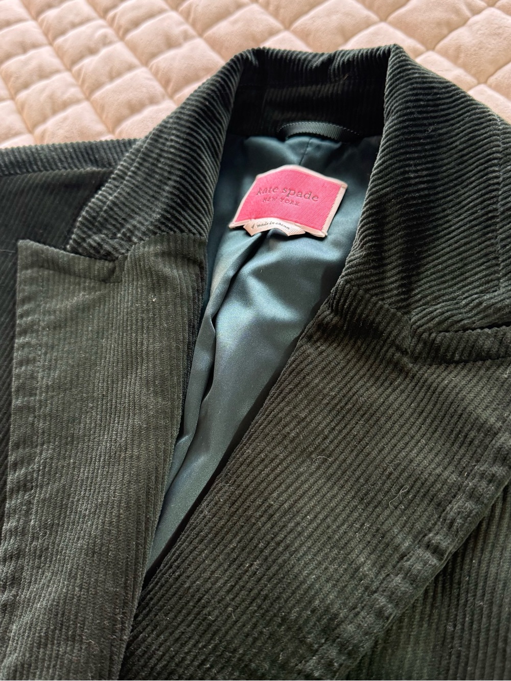 Kate Spade New York Modern Cord Blazer Green Corduroy Jacket Deep Spruce Size 4